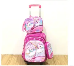 Girl‘s  School Rolling Backpack Bag Set Lunch Bag Pen Bag School wheeled backpack Kids School Trolley Bag School Bag On wheels