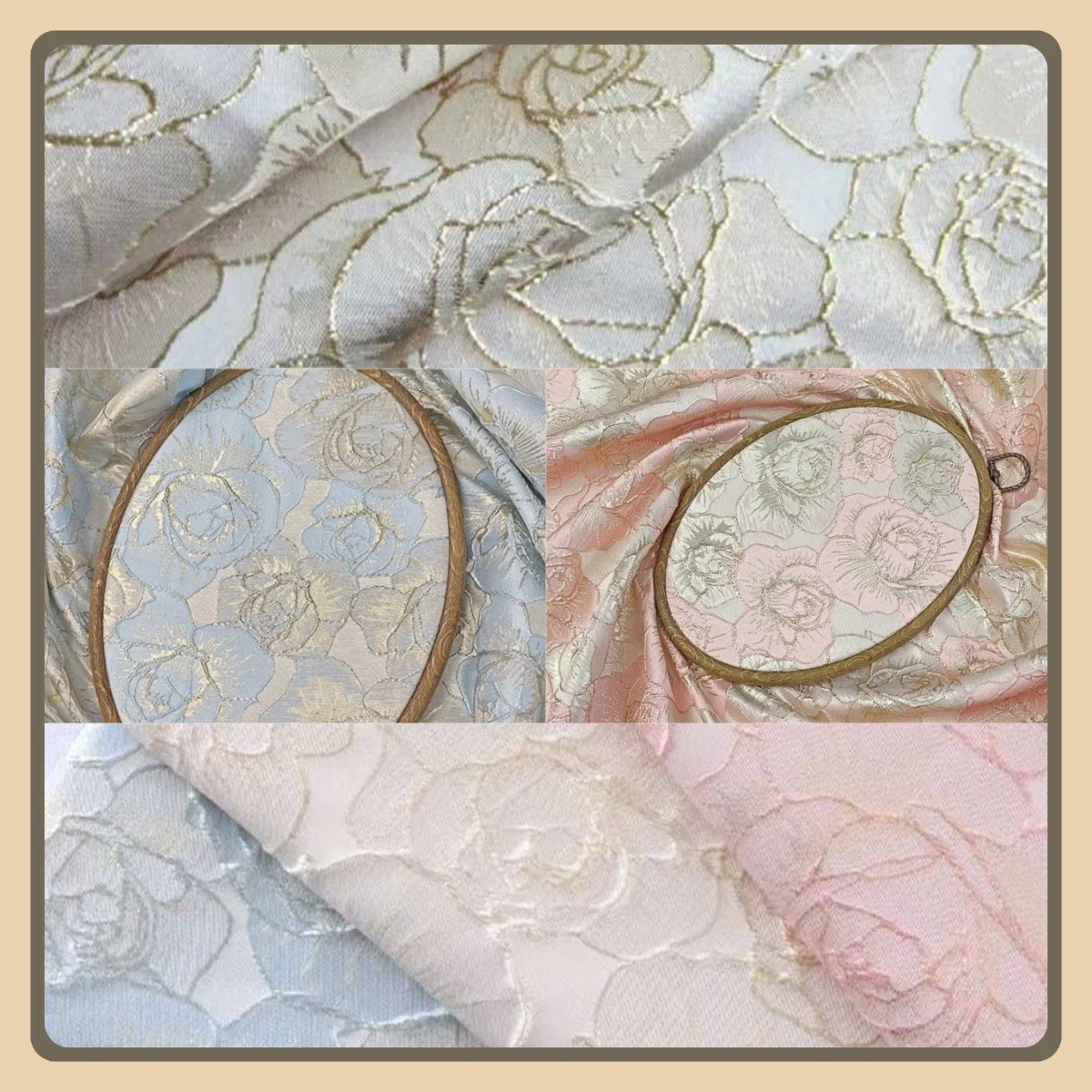Gold Rose Jacquard Fabric For Autumn Coat Vest Collar Yarn Dyed Gold Silk Fabric Dress Material Cross Border Fashion DIY Sewing