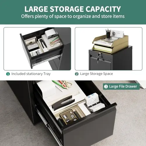 

Four-Drawer Lockable Steel Filing Cabinet For Office Home Use — Vertical Design With Large Storage, Legal & Letter Size