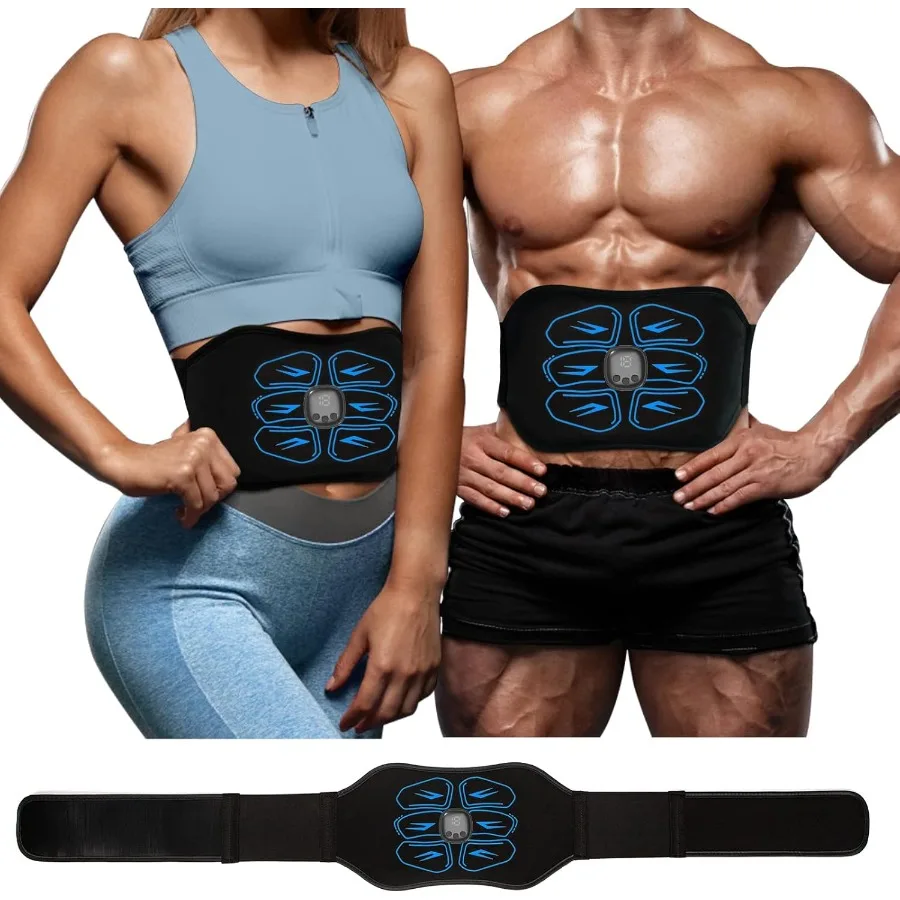 

Portable ABS Stimulator EMS Muscle Trainer for Home and Office Use Electronic Pulse Abdominal Belt for Fitness Workout Blue Adv