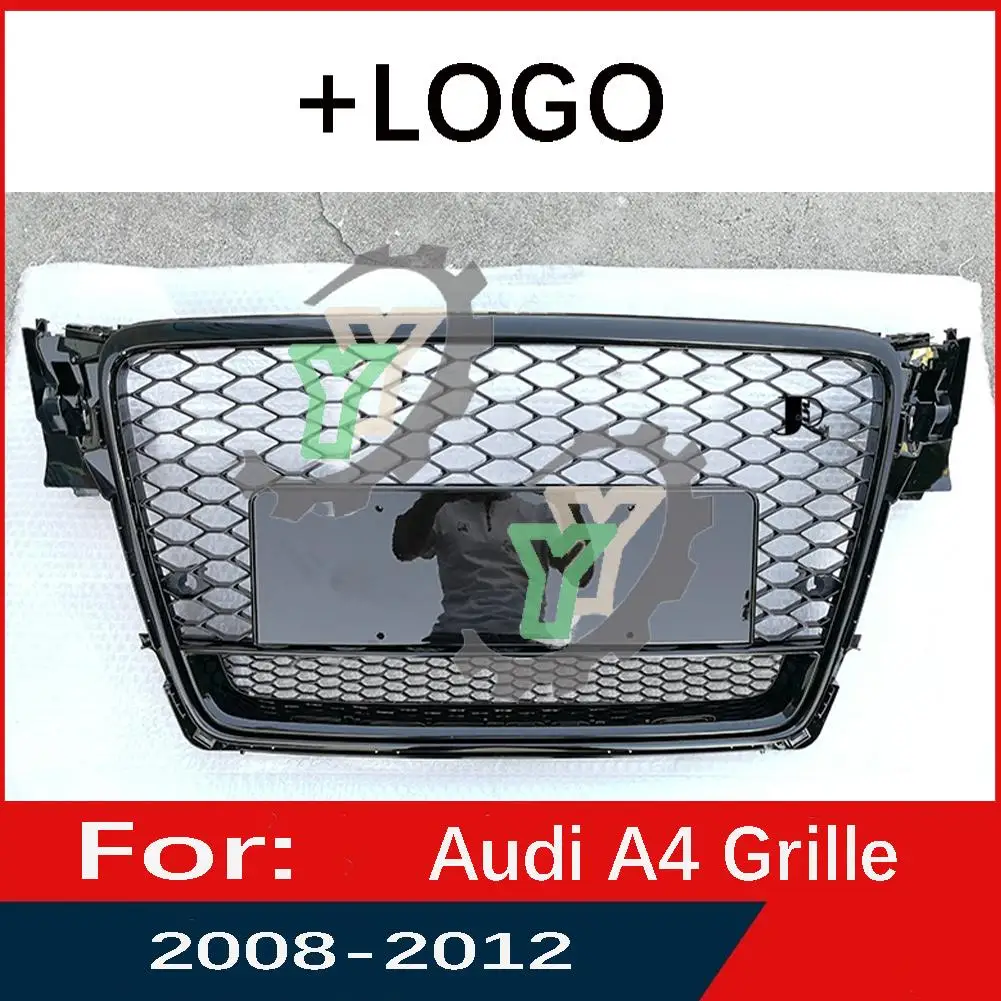 

For Audi A4/S4 2008 2009 2010 2011 2012 B8 Car Front Bumper Grille Centre Panel Styling Upper Grill (Modify For RS4 style)