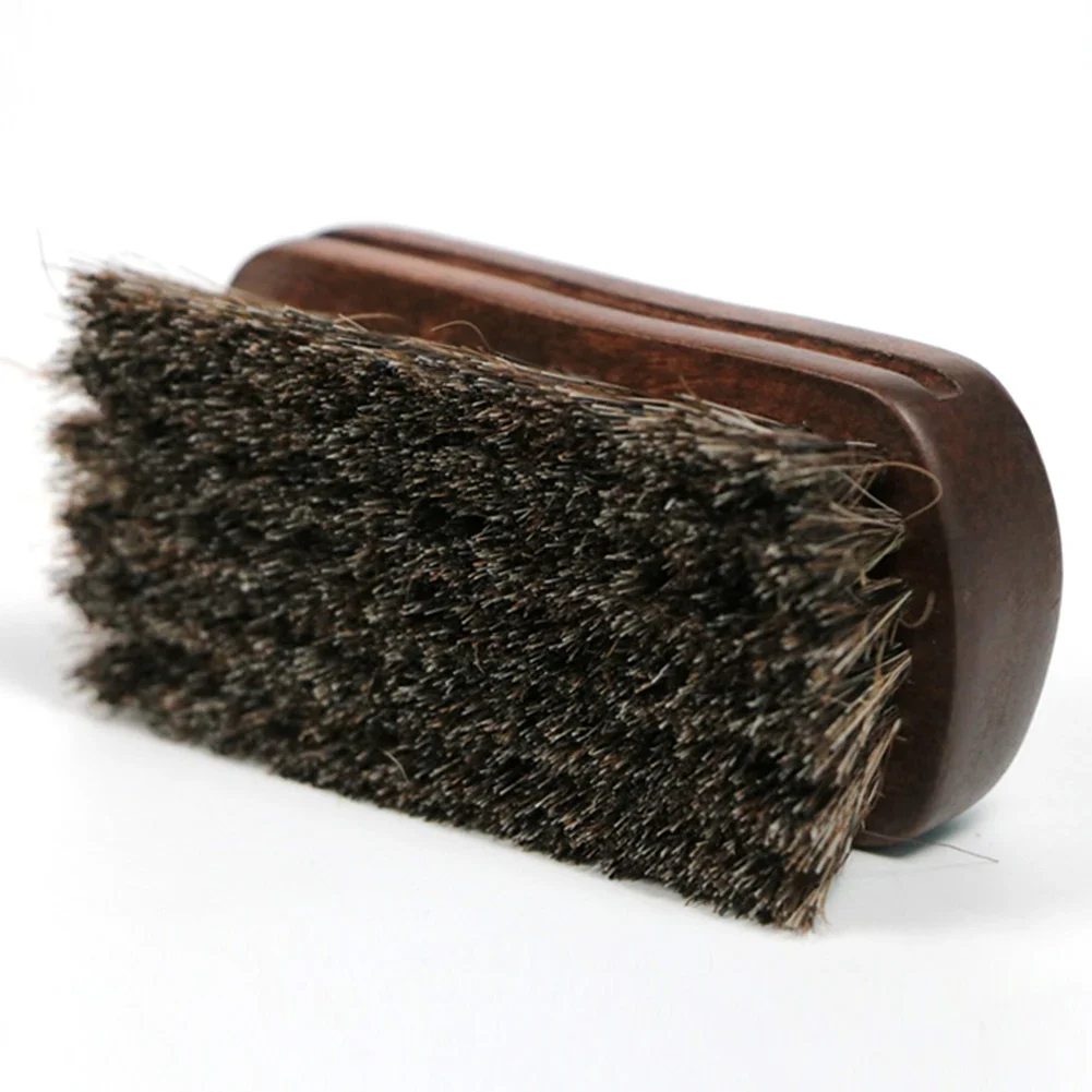 Horsehair Leather Textile Cleaning Brush for Car Interior Furniture Apparel Bag Shine Polishing Brush Auto Wash