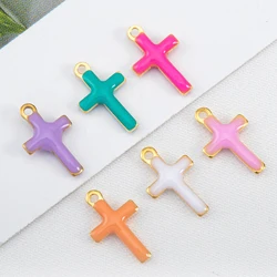 New 20pcs Stainless Steel Drip of Oil Charm Cross Heart Moon Star Pendant for Girls Jewelry Making DIY Necklace Earring Supplies