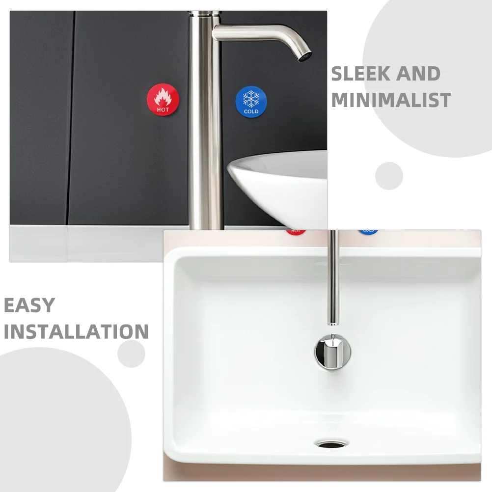 15 زوجًا من ملصقات علامات الماء الساخن والبارد للحمام، ملصقات ذاتية اللصق عالية الوضوح لتحذير السلامة في صنبور مطعم الفندق #6