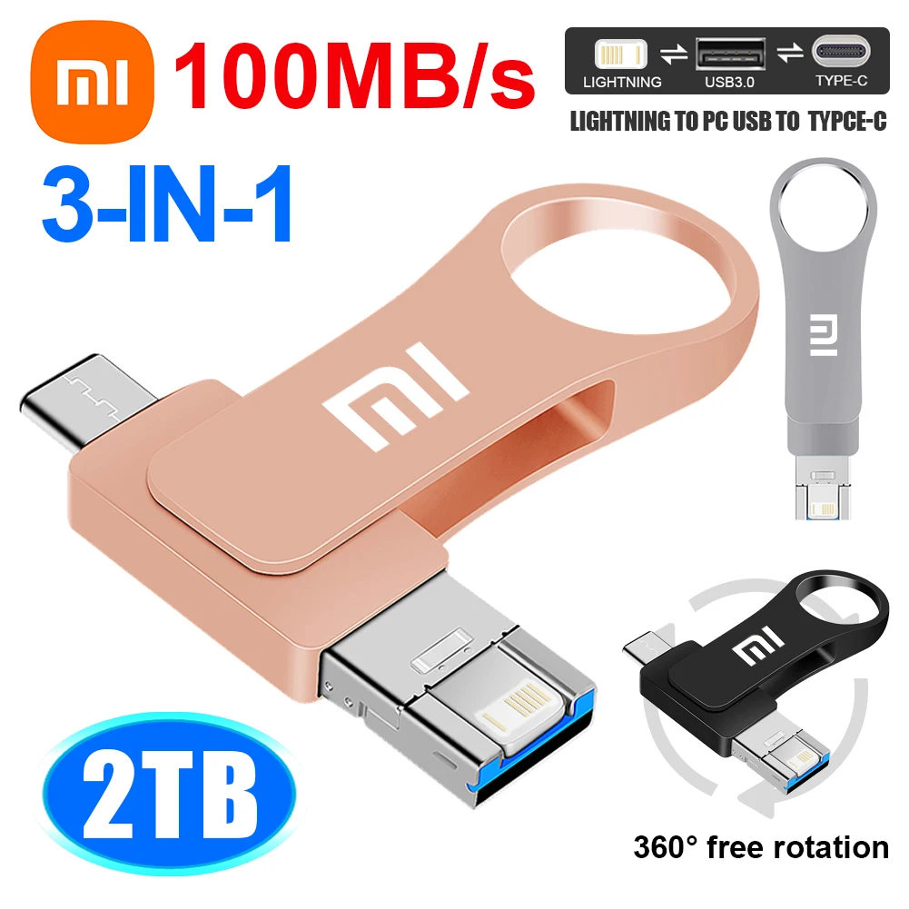 Xiaomi-unidad Flash USB de alta velocidad, Pendrive de Metal de 512GB, 2TB, 1TB, 3,0, para tableta, PC y Mac