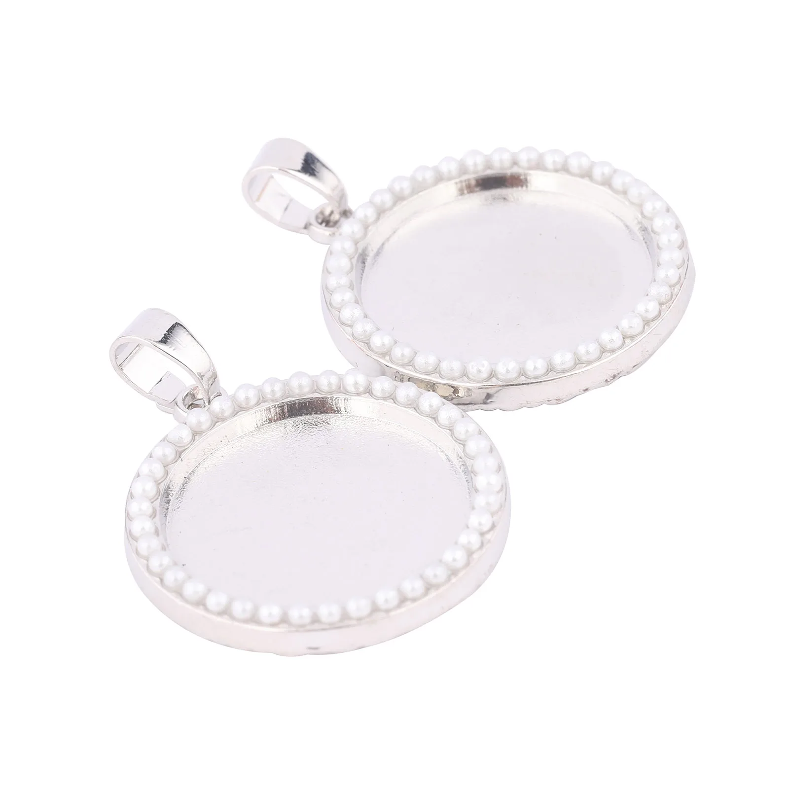 

5pcs White K Pearl Cabochon Base Settings 20mm Dia Bezel Pendant Trays For Charm Necklace Jewelry Making