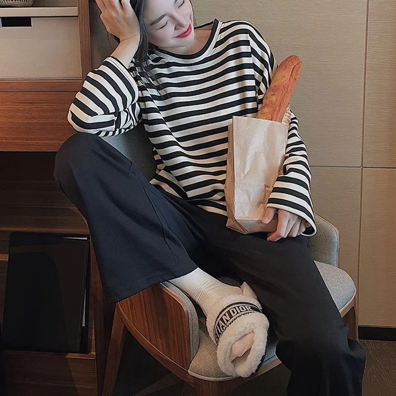 2 قطعة/المجموعة المرأة منامة Homewear الخريف والشتاء طويلة الأكمام السراويل الطويلة الكرتون لطيف كبير الحجم 2xl جولة الرقبة مجموعة طالب Pa #5