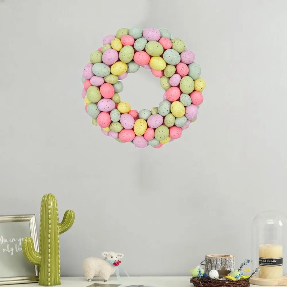 

40cm Lightweight Easter Egg Wreath Unique Fashion Simulation Egg Wreath Cartoon Front Door Ornament Photo Prop