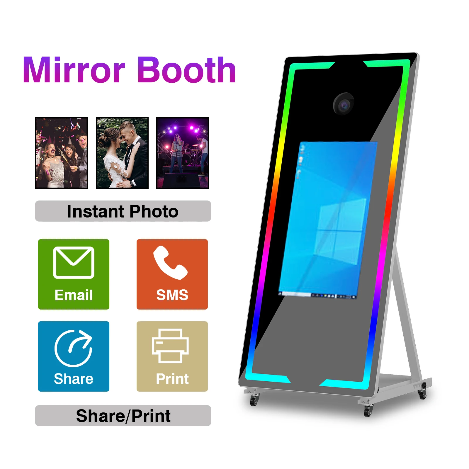 Latest Trend Full-Length Retro Magic Mirror Photo Booth Flight Case Compatible with Cameras for Selfie