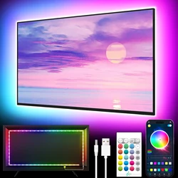 GIPOYENT LED TV 라이트 스트립, 블루투스 앱 제어, 음악 동기화, RGB 컬러, Changi 백라이트, TV용, 32-60 인치, 3M, 4M, 5M