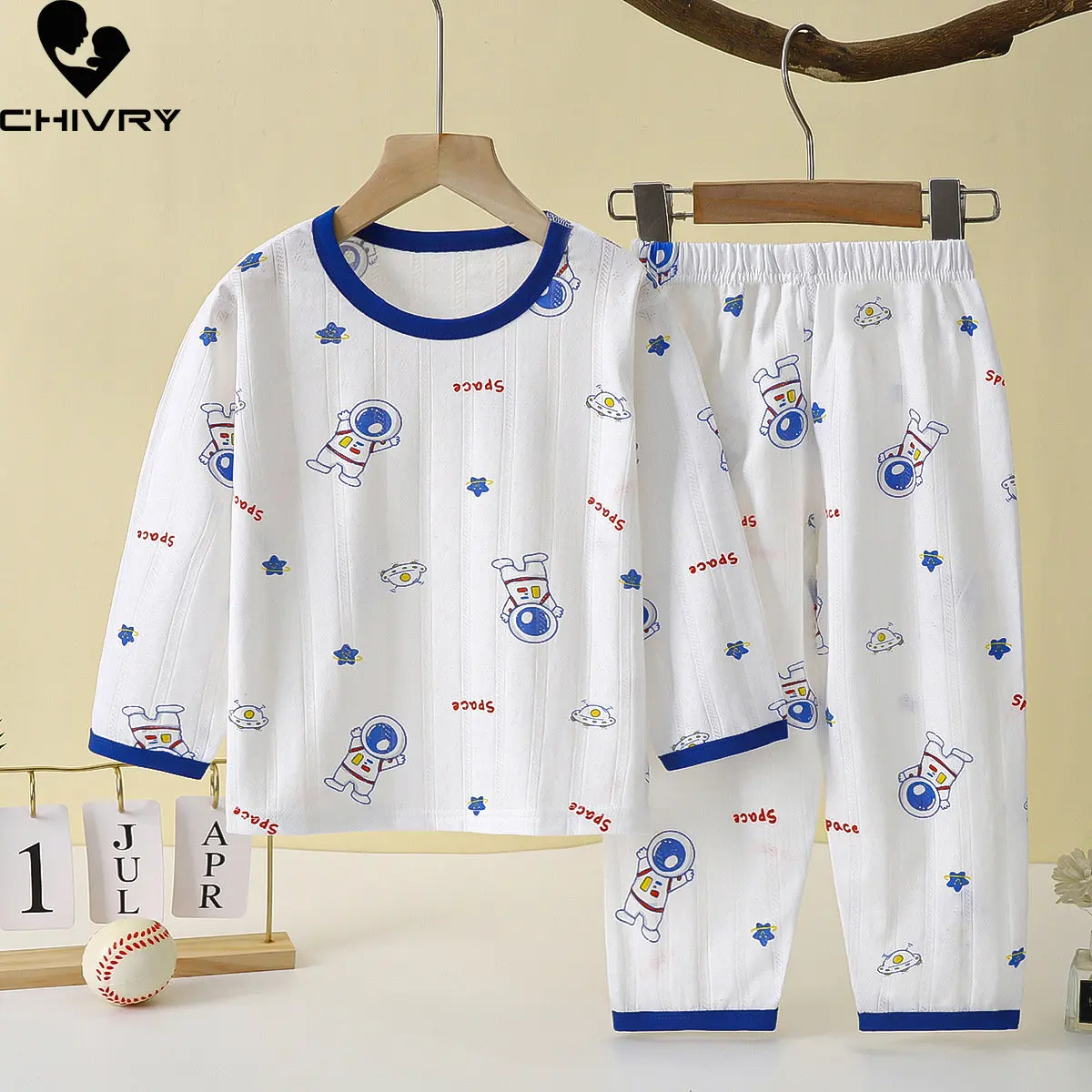 New 2023 Kids Boys Girls Summer Thin Pajamas Sets Cartoon Long Sleeve O-Neck T-Shirt Tops with Pants Baby Boy Sleepwear Homewear