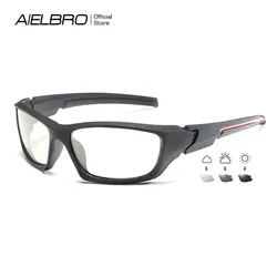 AIELBRO Photochromic Sunglasses for Men Cycling Glasses Chameleon Discoloration Eyewear For Bicycle Polarized Glasses