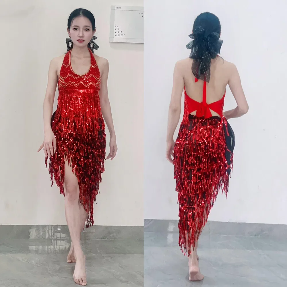 Neue Bauchtanz Performance Kostüm Pailletten Dancewear Jazz Dance Performance Kostüm Fringe Uniform Bühne Leistung Set