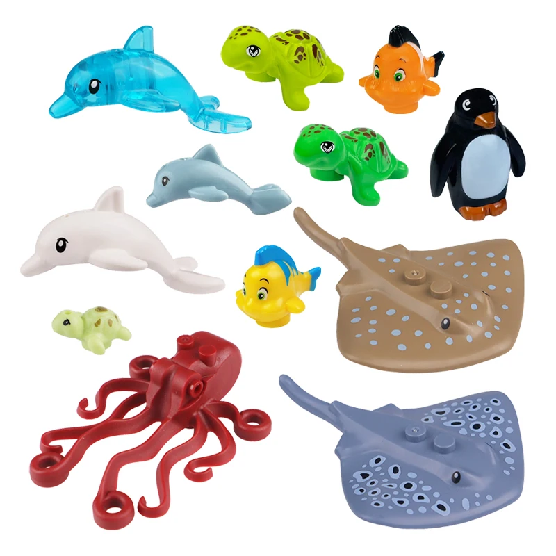 

Building Blocks marine animals stingray dolphin delphis clownfish sea turtle tortoise penguin shark octopus assembling toys