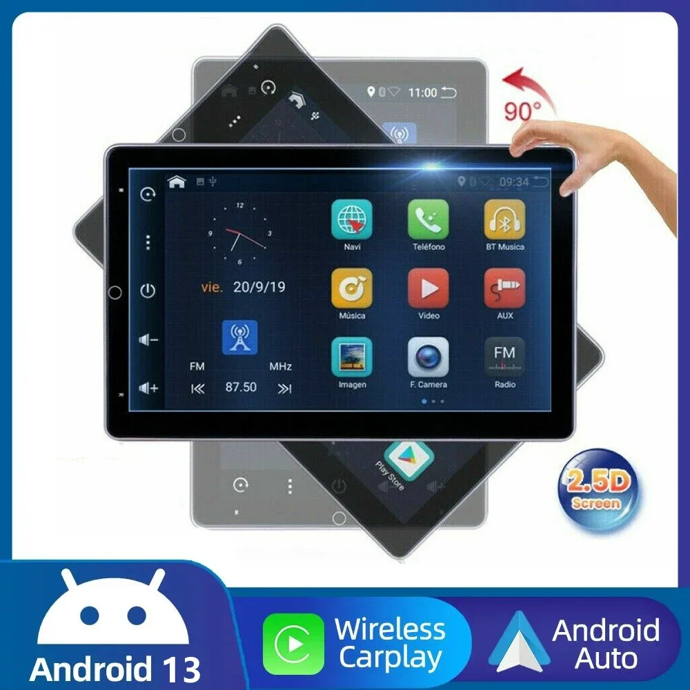 

2 DIN Rotatable 10.1 Inch Car Stereo Android 13.0 Touch Screen Radio Multimedia Player GPS For Car Central Control Navigation