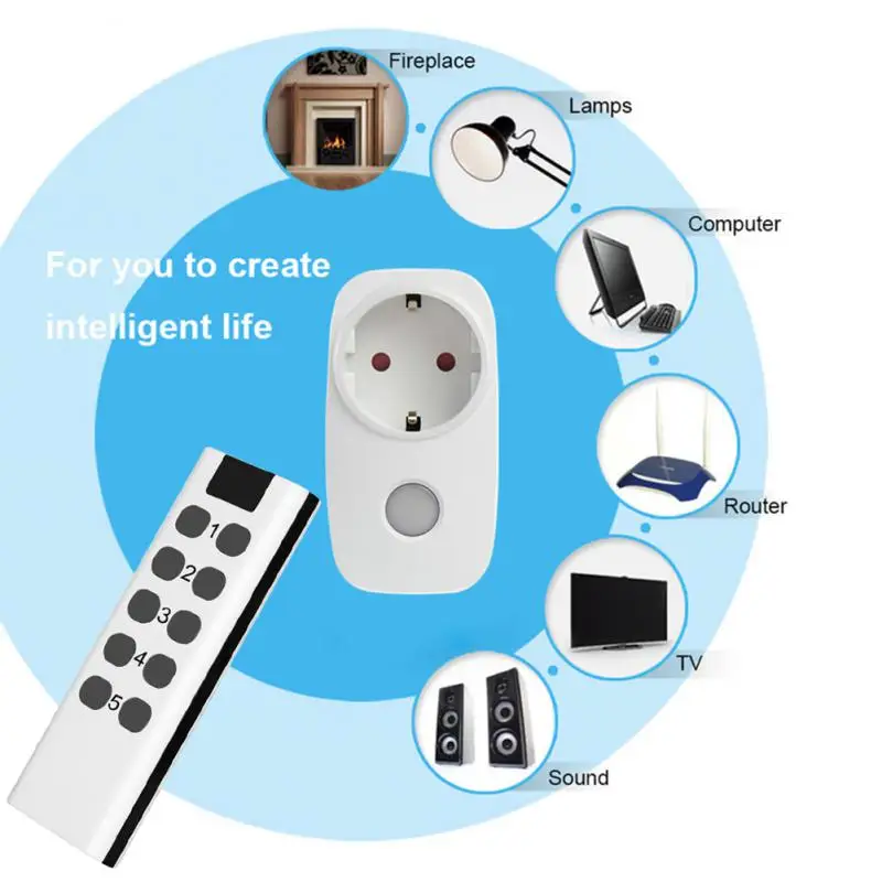 Prise de courant EU Smart Home française, télécommande universelle, interrupteur sans fil, prises programmables, 433Mhz, 15A, 220V