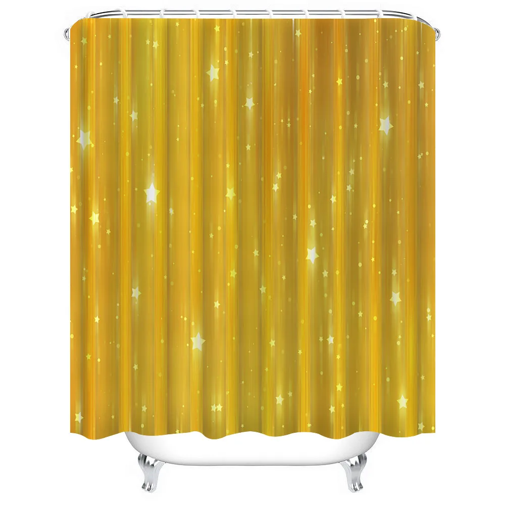 1pc Yellow Meteor Shower Curtain Bathroom Partition Decorative Curtain Machine Washable Meteor Print Window Privacy Curtain