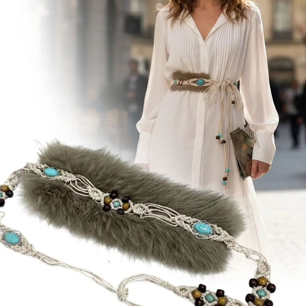 

Винтажный модный дизайн, поясные ремни из искусственного меха, поясной ремень Spicy Girl Y2K, пушистый ремень в стиле панк, женский модный ремень