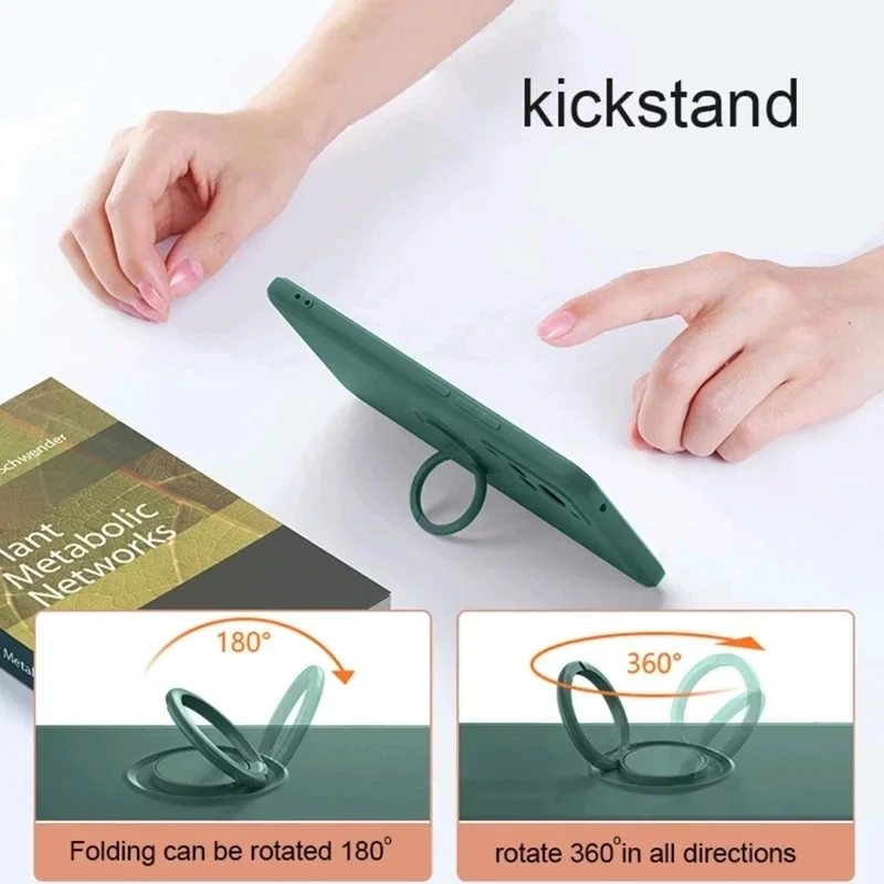 حافظة هاتف من السيليكون السائل لهاتف Xiaomi Redmi Note 14 Pro Plus + 13 Pro 12 5G 4G غطاء حامل حلقي معدني مع حزام Etui Coque