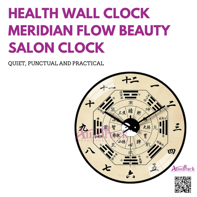 Health Wall Clock Meridian Flow Beauty Salon Clock Chinese 12 Hours Meridian Eight Eight Silent Wall Clock