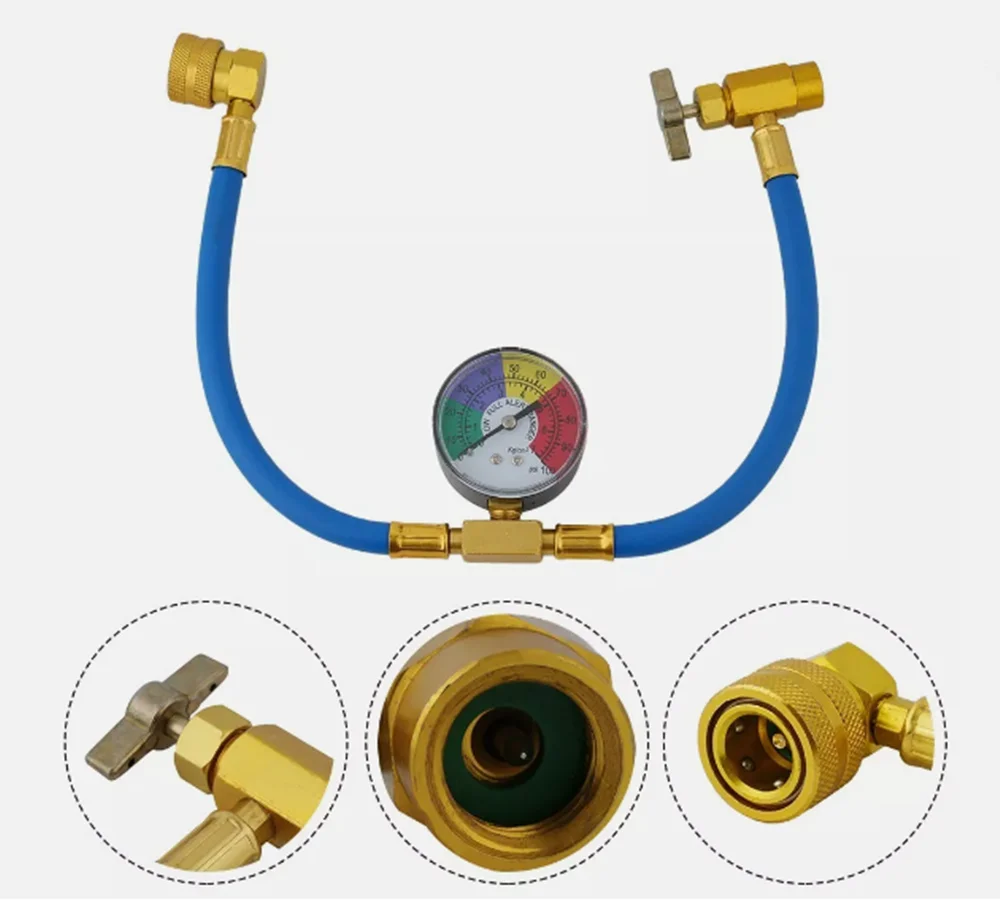 Freon R134A Auto Car Quick Coupler Connector Adapters Air Conditioning Refrigerant Adjustable Low Pressure AC Gauge