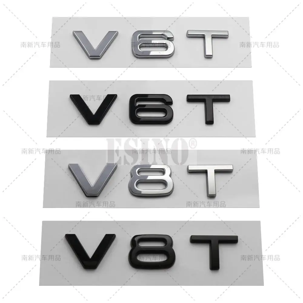 Car Styling V6T V8T 3D ABS Chrome Emblem Car Badge Sticker Decal Auto Accessory for Audi A6 A7 A8 S4 S5 S6 S7 S8 RS4 RS5 RS6 RS7