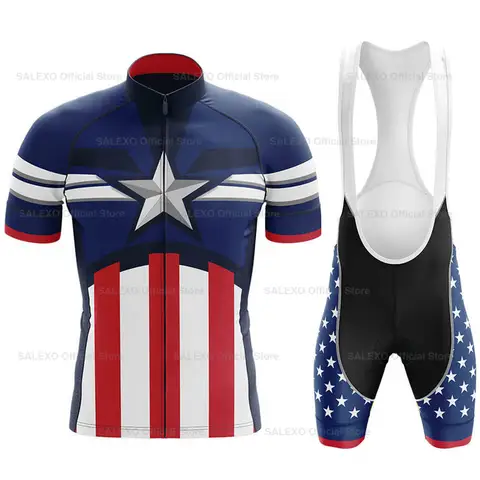 2023 USA Cycling Kit Men's Racing Team Cycling Jersey Set Summer MTB Maillot Bicycle Clothes Outdoor Equipment Cycling Clothing