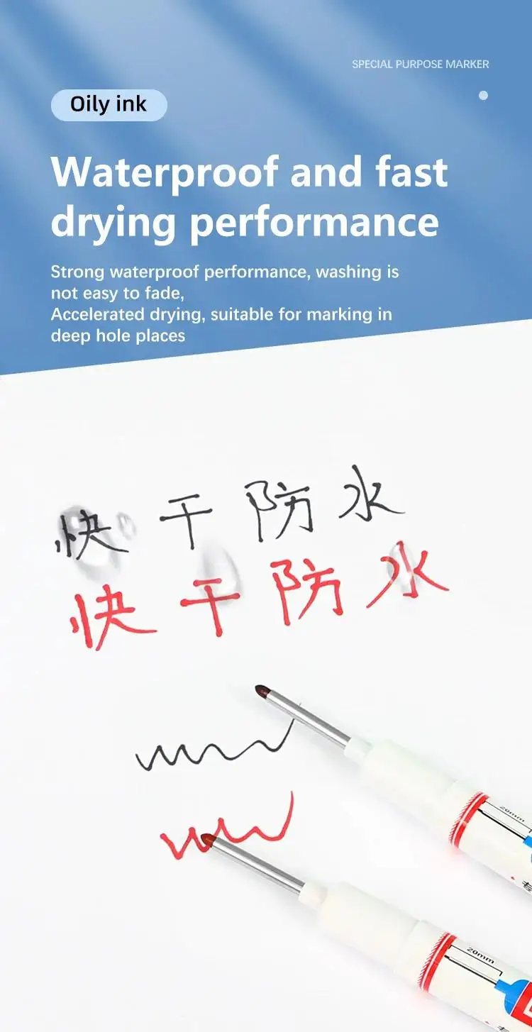 20mm Wasserdichte Lange Spitze Kopf Marker Tiefe Loch Marker Stift Für Metall Carpenter Weiß/Rot/Schwarz/blau/Grün Tinte Holzbearbeitung Werkzeuge – Detail 10