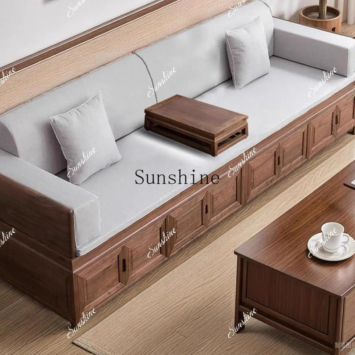New Chinese box Arhat antique solid wood sofa bed living room couch rice multi-functional combination furniture  FT