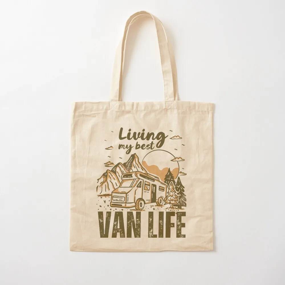 

Van Life Vintage Living My Best Van Life Tote Bag tote bag men great bag reusable grocery bags Canvas Tote