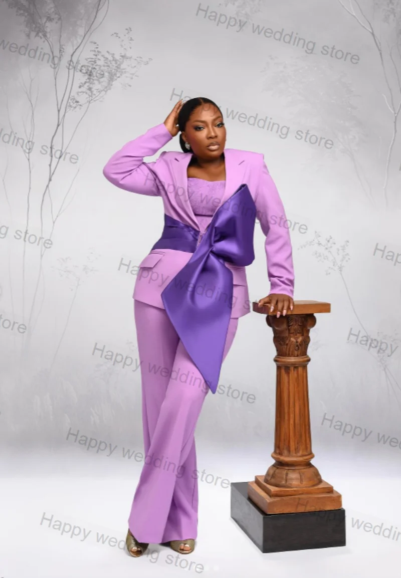 

Office Purple 2 Pieces Women Suit Pants Set Blazer+Trousers Business Lady Trousers Jacket Tailored Size Prom Dress Cotton Coat