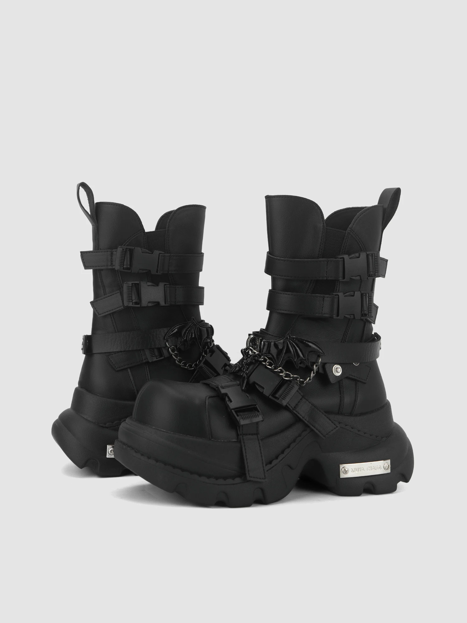 

Original Subculture Thick-soled Heightening Women's 2025 Autumn New Strap-on Locomotive Punk Short Boots 8cm