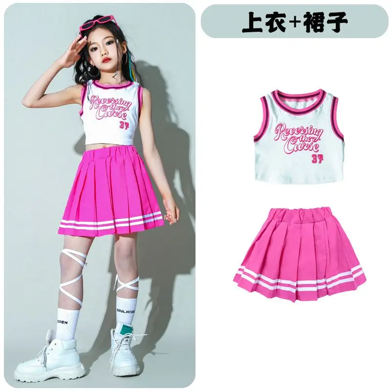 Kinder Hip Hop Sommer Kleidung Sets T-shirt Street Dance Rock Mädchen Crop Top Nette Outfits Kinder Jazz Cheerleader Kostüme