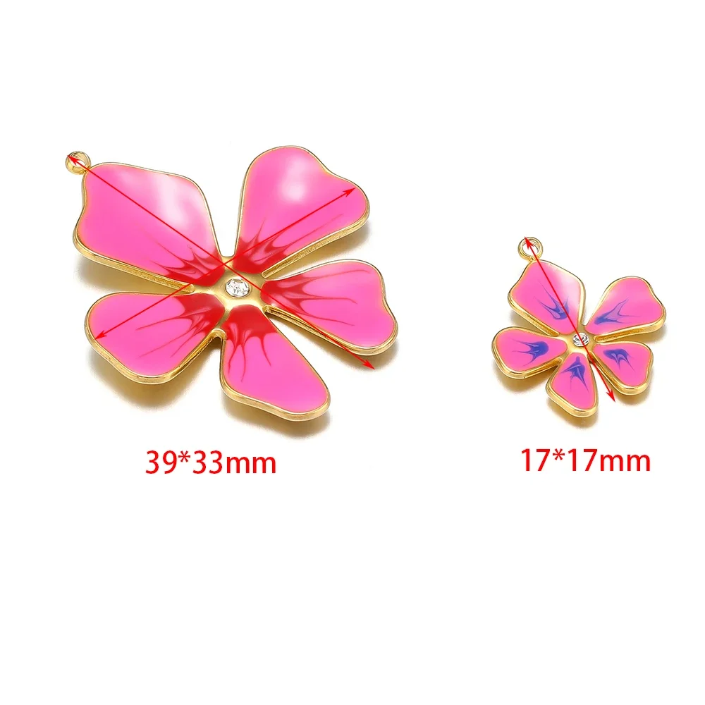 5pcs Stainless Steel White Zircon Enamel Flower Charms Pendants for DIY Jewelry Earrings Making Necklace Bracelet Supplies