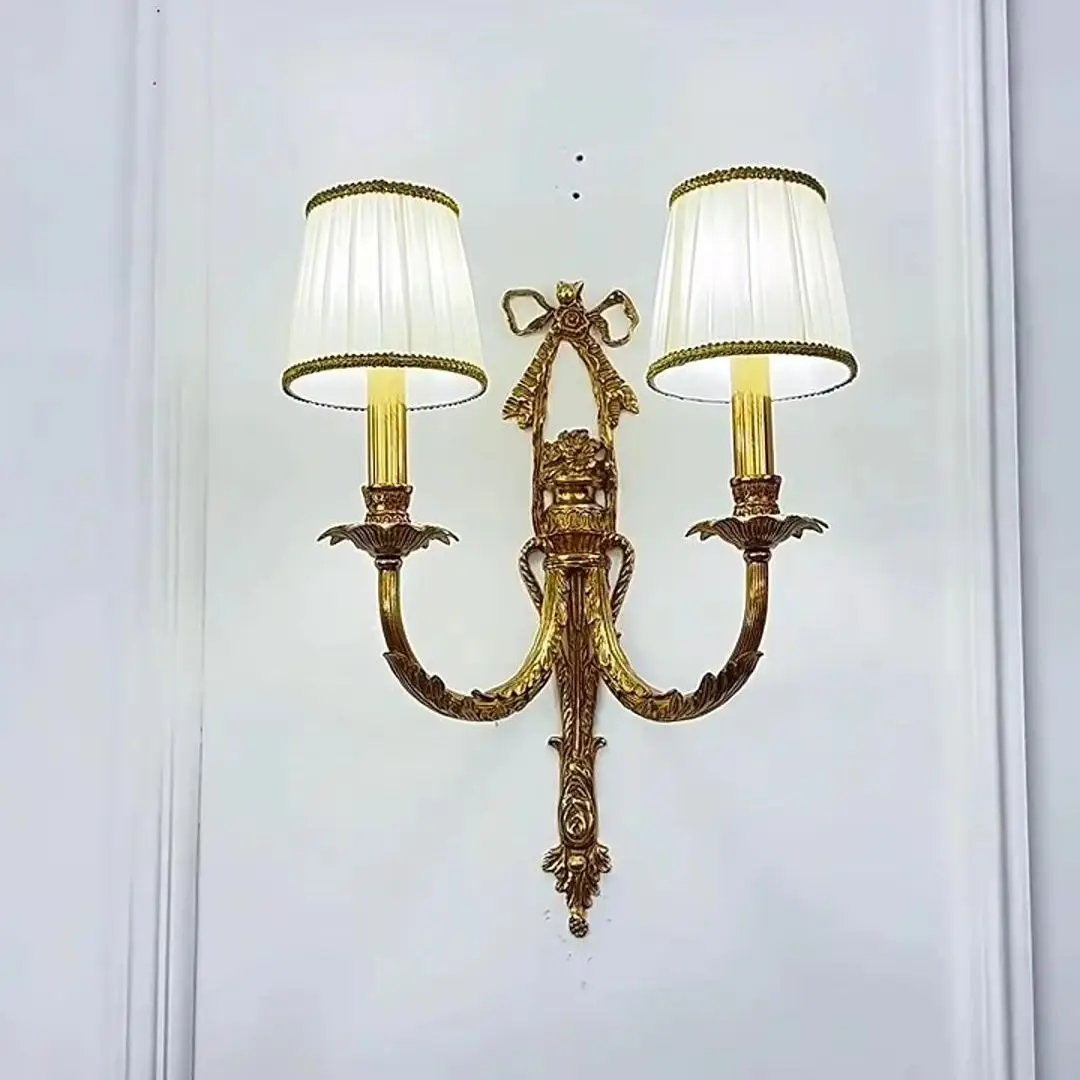 Retro European Luxury All Copper Wall Lamp French Style Home Lighting Villa Bedroom Bedside Corridor Aisle Decor Wall Light