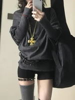 2000s Korean Fashion Slim Batwing Sleeve Autumn Sweaters Y2k Pure Color Subculture Casual Long Sleeve Pullovers Sweaters Chic - Image 2