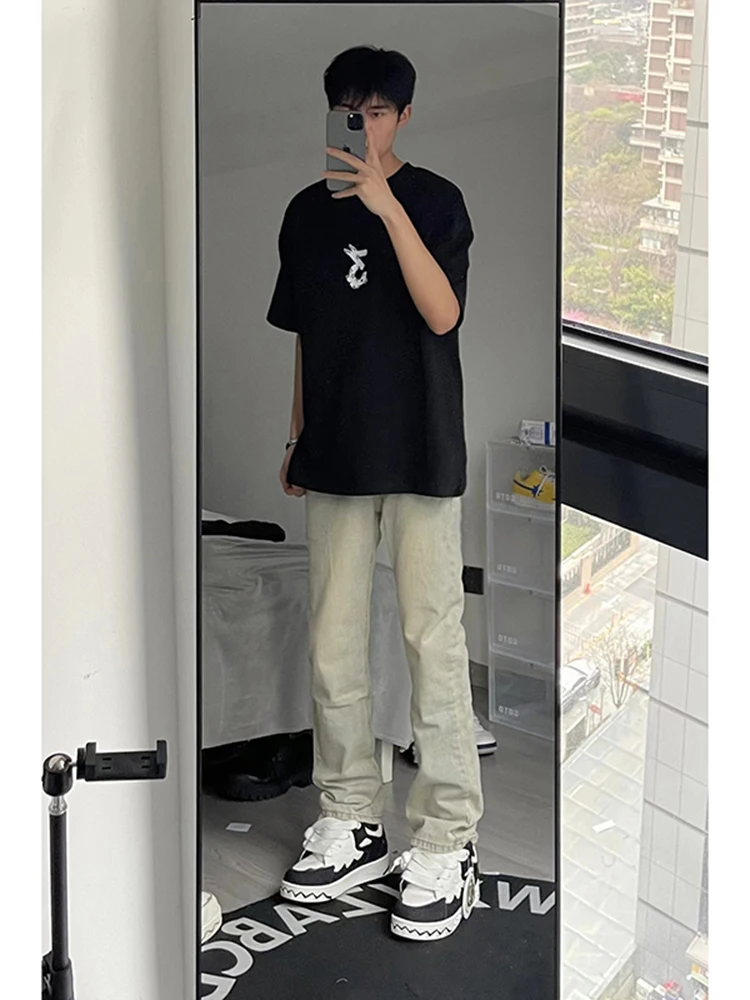 

Waed Mud Color Slim Fit Summer Thin Men's Jeans Straight Leg Long Pants Casual Wear for Jiangsu Zhejiang And anghai