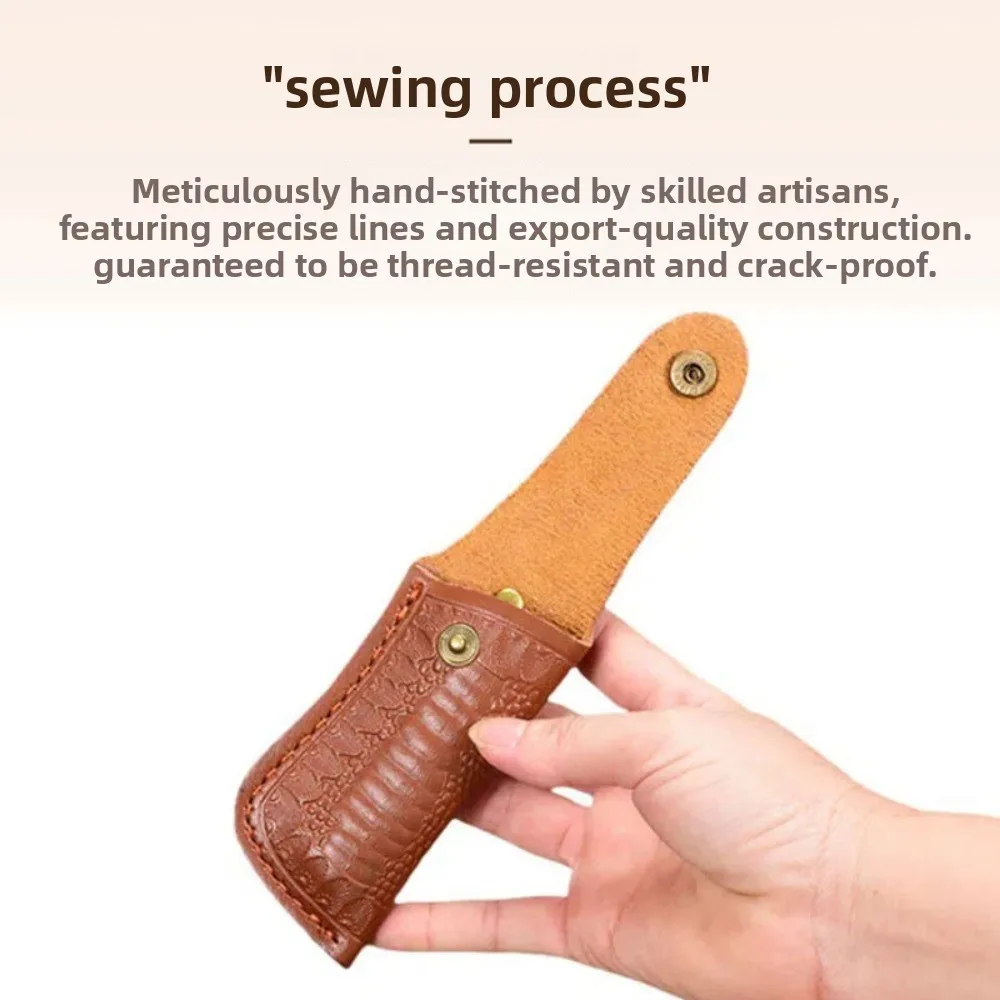Small Thick Leather Folding Knife Sheath, Portable Protective Knife Pouch with Belt Loop for Camping, Hiking  Outdoor Activities