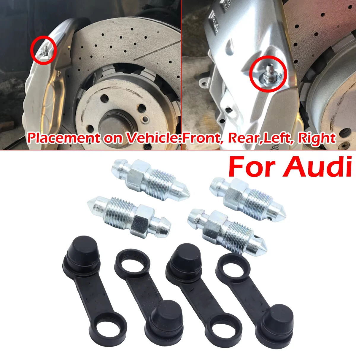 

Front Rear Left Right Caliper Bleed Nipples Screws Repair Kit Replacement Accessories For Audi RS5 A5 8F 8T R8 Q7 4LB 2006-2015