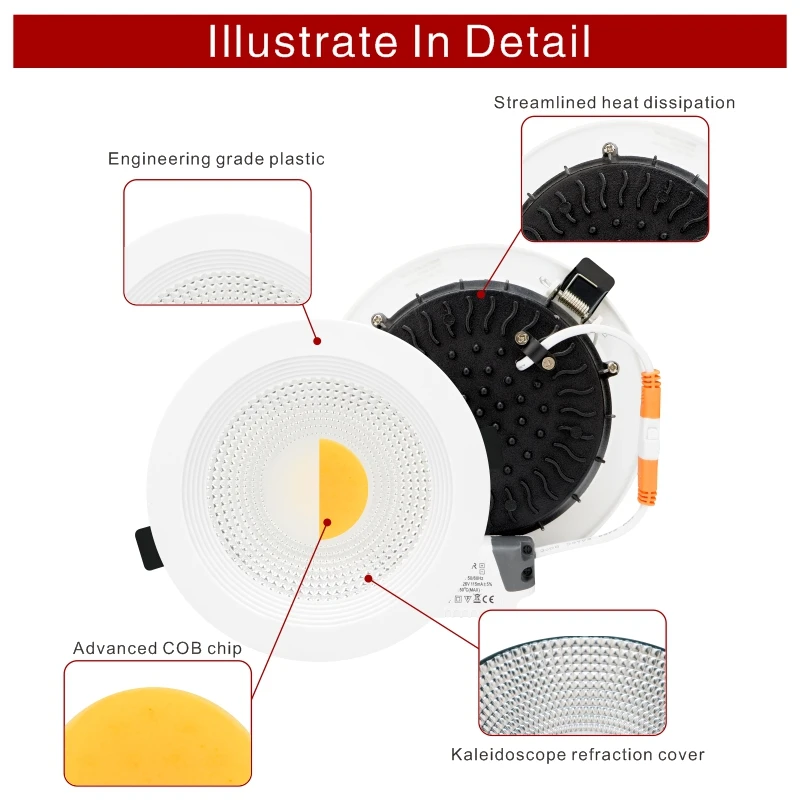 LED Downlight 7W 10W 15W 30W COB Lamp AC 220V-240V Spotlight Recessed Round Panel Light Indoor Lighting Down Light with Driver