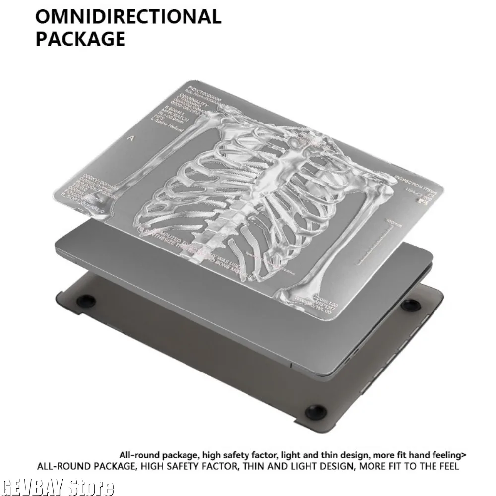 

Human Skeleton Pattern Case for MacBook M2 M3 M4, Laser Glossy Transparent Matte Texture Anti-Scratch