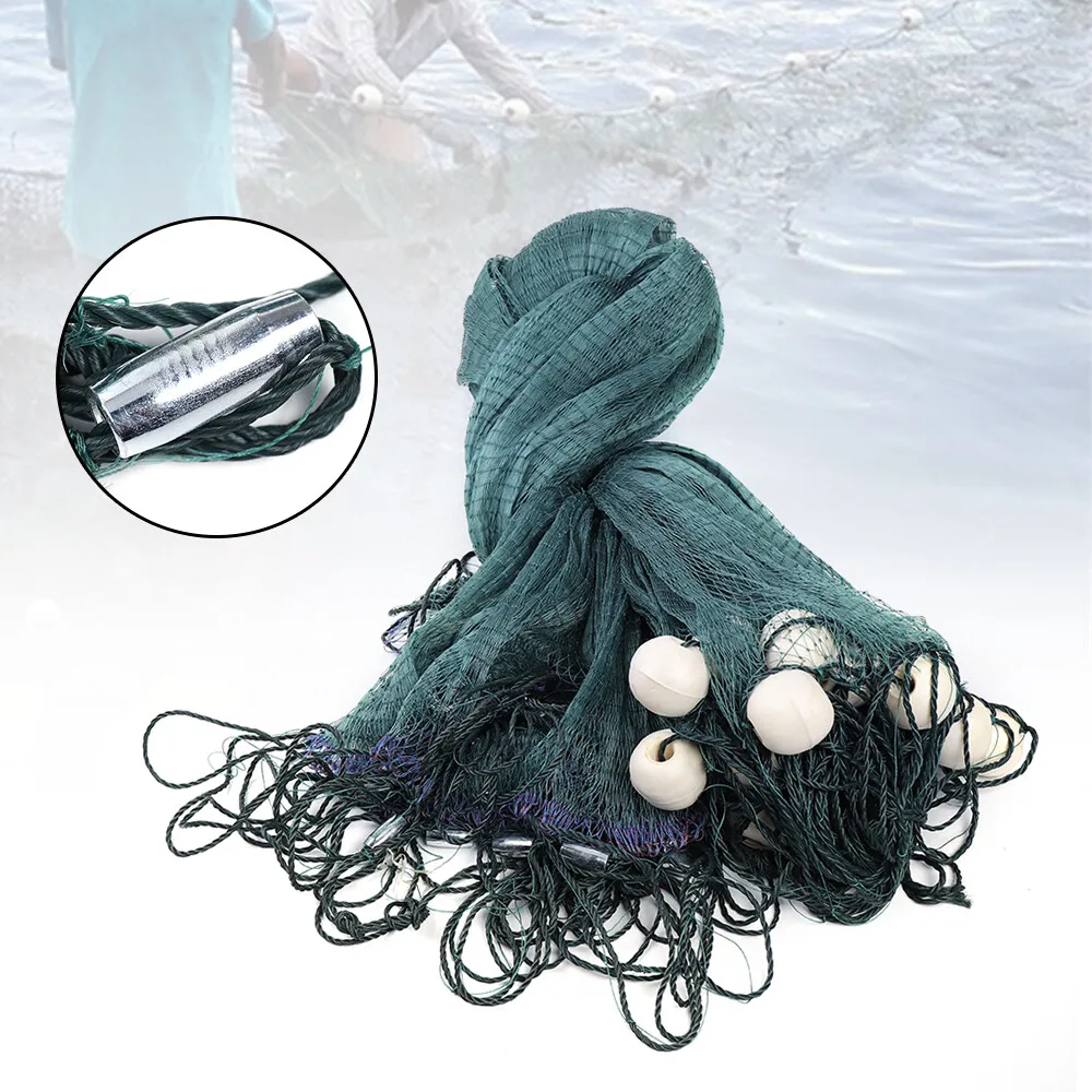 3X20M / 10X65Ft Fishing Drag Net Beach Seine Bait Seine Nylon Mesh Fish Net Green for Fishing at Ponds, Creeks, Sea, Lake