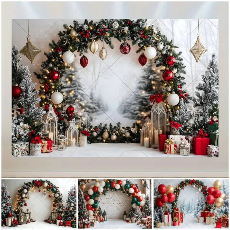 Weihnachts-Fotografie-Hintergrund, bunter Ballon, Geschenk, Party-Dekoration, Erwachsene, Familie, Urlaub, Porträt, Foto-Hintergründe, Studio-Requisiten