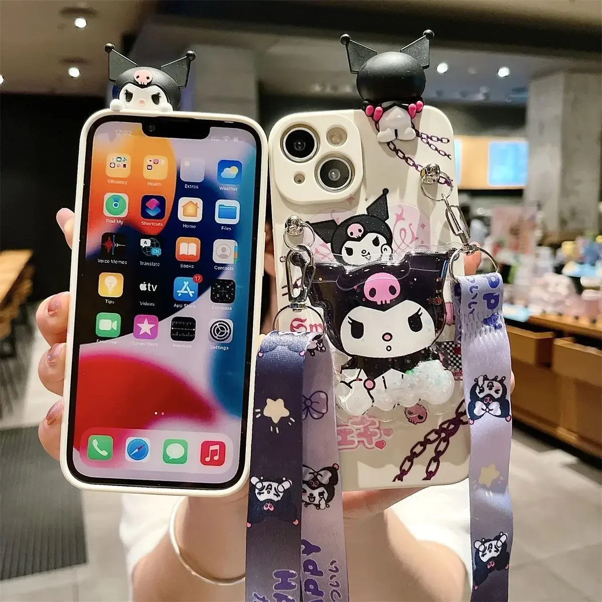 Etui na telefon Cartoon Kuromi Sanrio do iPhone'a 16 15 14 13 12 11 Pro Max Mini XR XS MAX 8 X 7 Plus Miękki silikonowy pokrowiec zapobiegający upadkowi