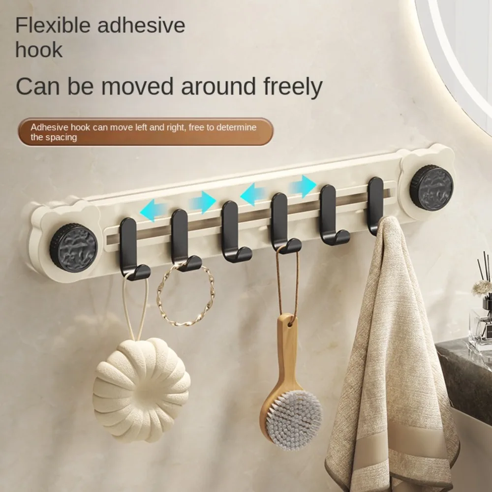 6 Hooks Suction Cup Door Rear Hook Wall Mounted Punch-Free Bathroom Towel Rack Heavy Duty Removable Coat Hanger for Home