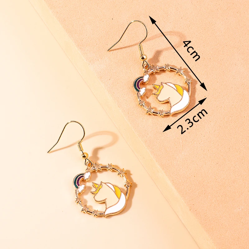 Aihua Cute Enamel Animals Earrings Lovely Cat Paw Duck Unicorn Panda Drop Earring for Women Girls Birthday Gifts Party Jewelry – Detail 4
