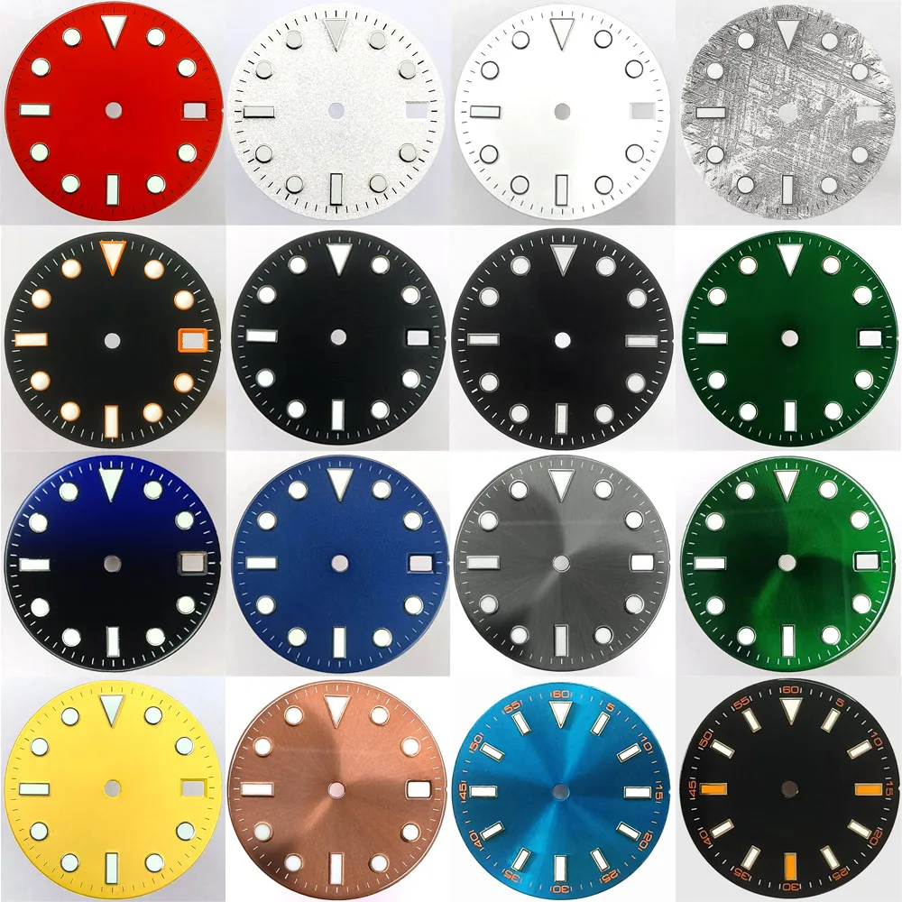 قرص 28.5 ملم مع نافذة تقويم مناسبة لحركة NH-35 قرص مضيء يمكن أن يدعم تخصيص اسم/الشعار بنفسك