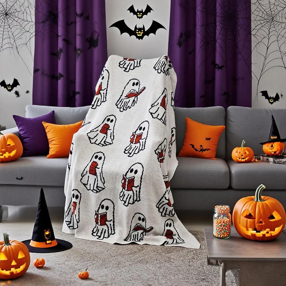 

Halloween Ghost Reader Blanket 60 X 70 Inch Throw Blankets Ghost Reading Book Cute Reading Blanket Fit Couch Sofa for Adults
