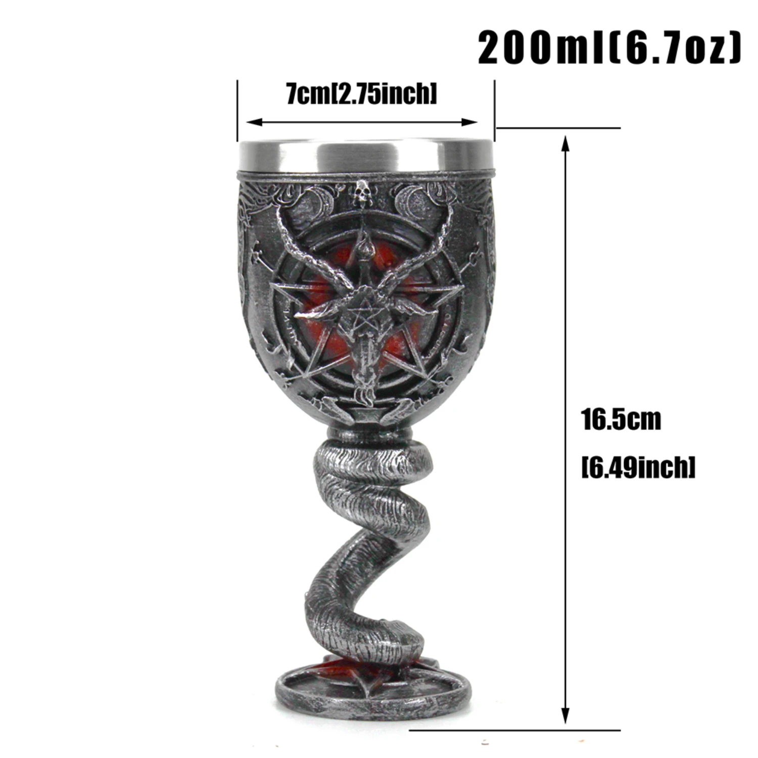 Enchanting Gothic Baphomet Horn Pentagram Goblet Wine Glass Set - Embrace the Intriguing Mystic Aesthetic with this Mystical Tan