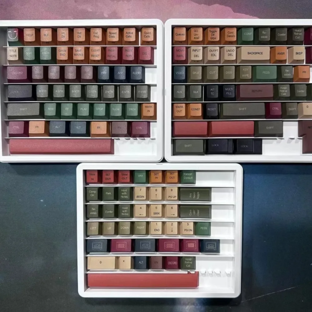 Cecord Theme Keycap Set 139key PBT Custom Retro Keyboard Cap Cherry Profile Gaming KeyCap for Mechanical Keyboard Accessories
